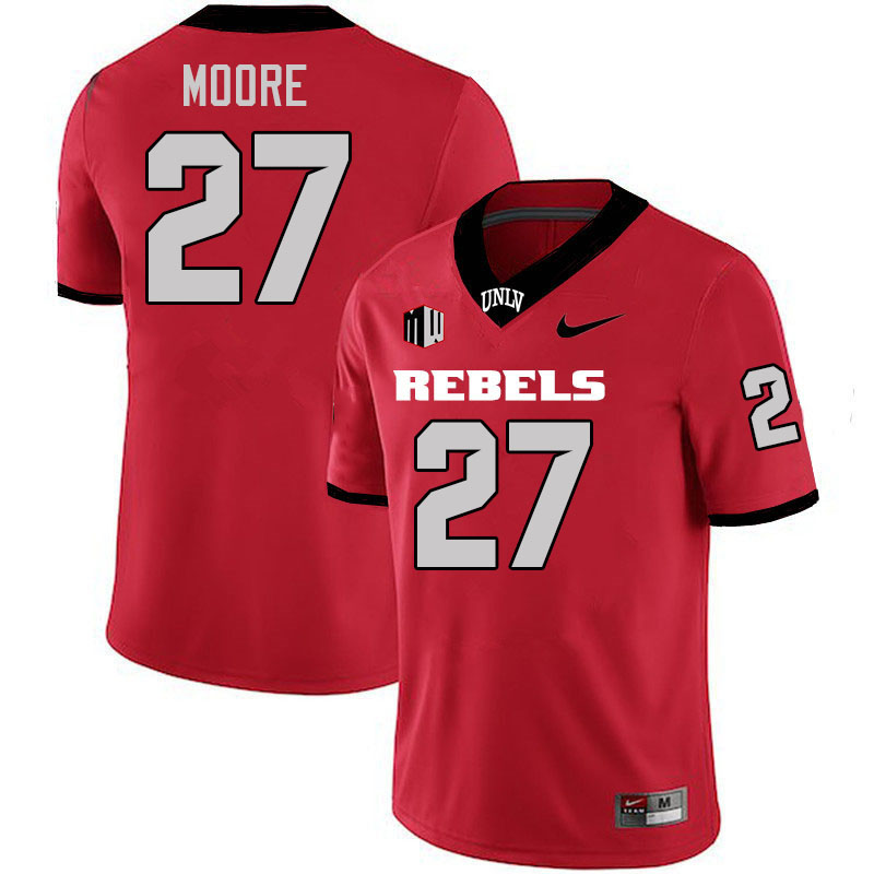 Men #27 Kela Moore UNLV Rebels College Football Jerseys Stitched-Scarlet